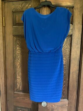 Adrianna Papell Cobalt Blue Blouson Midi Dress